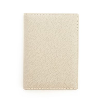 Monogrammed RFID Leather Passport Case - Taupe