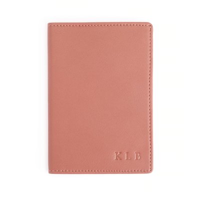 Monogrammed RFID Leather Passport Case - Tan