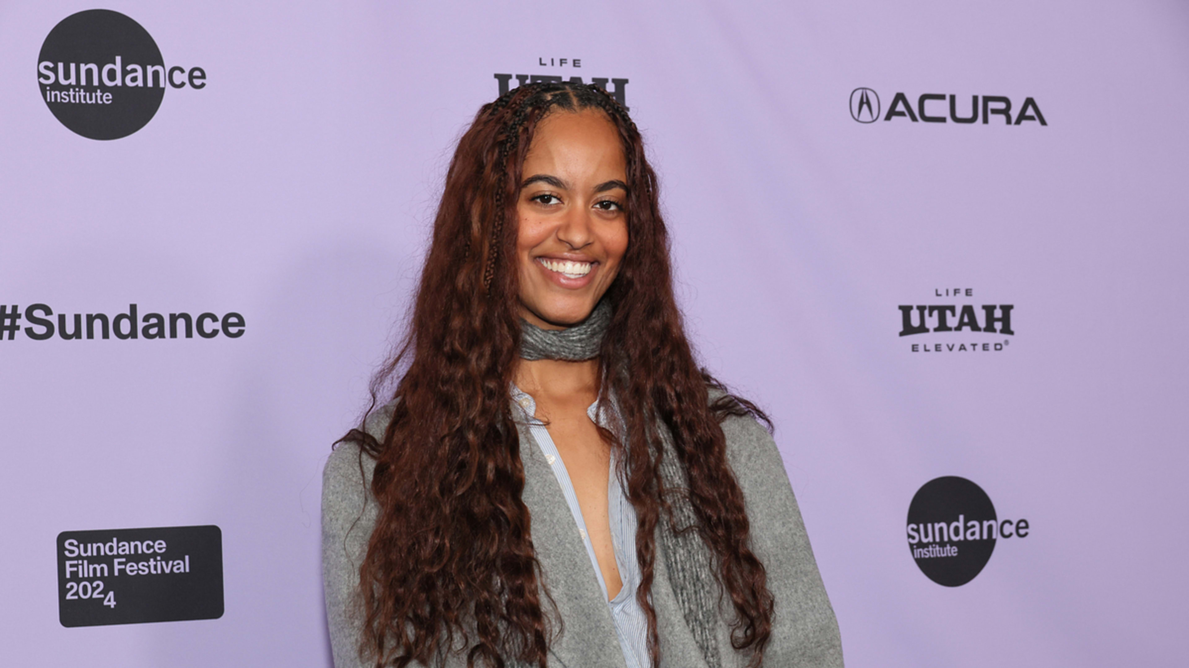 Malia in casual attire smiling at Sundance Film Festival