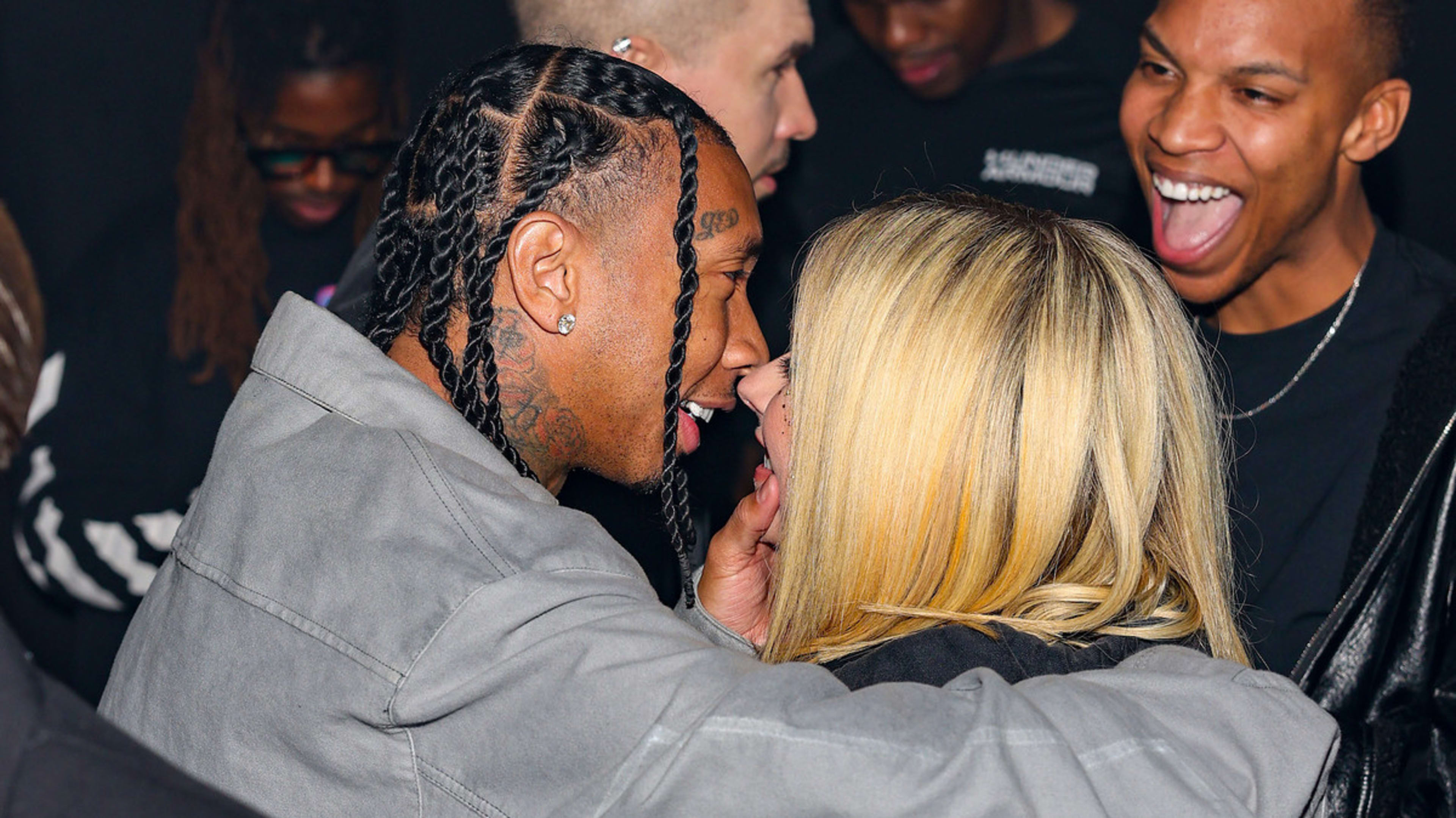 Tyga and Avril Lavigne kissing in Paris