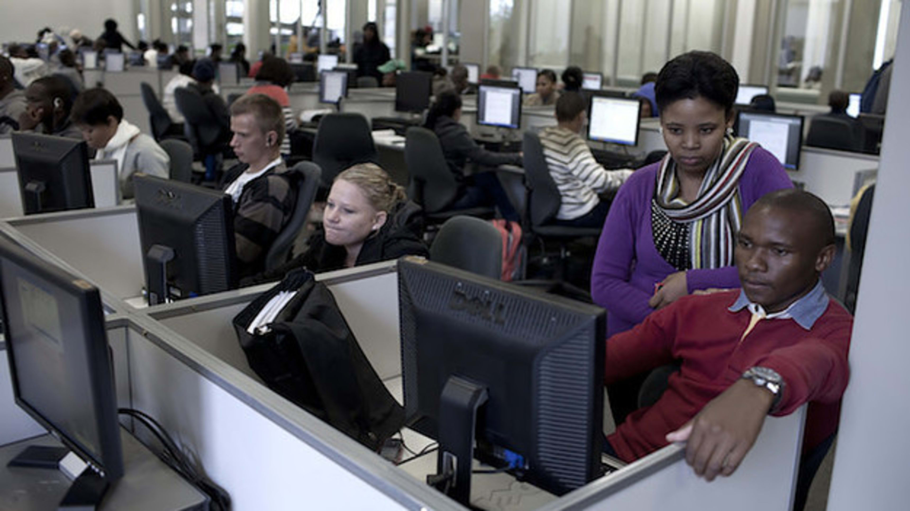 Students use the library at the University of the Free State