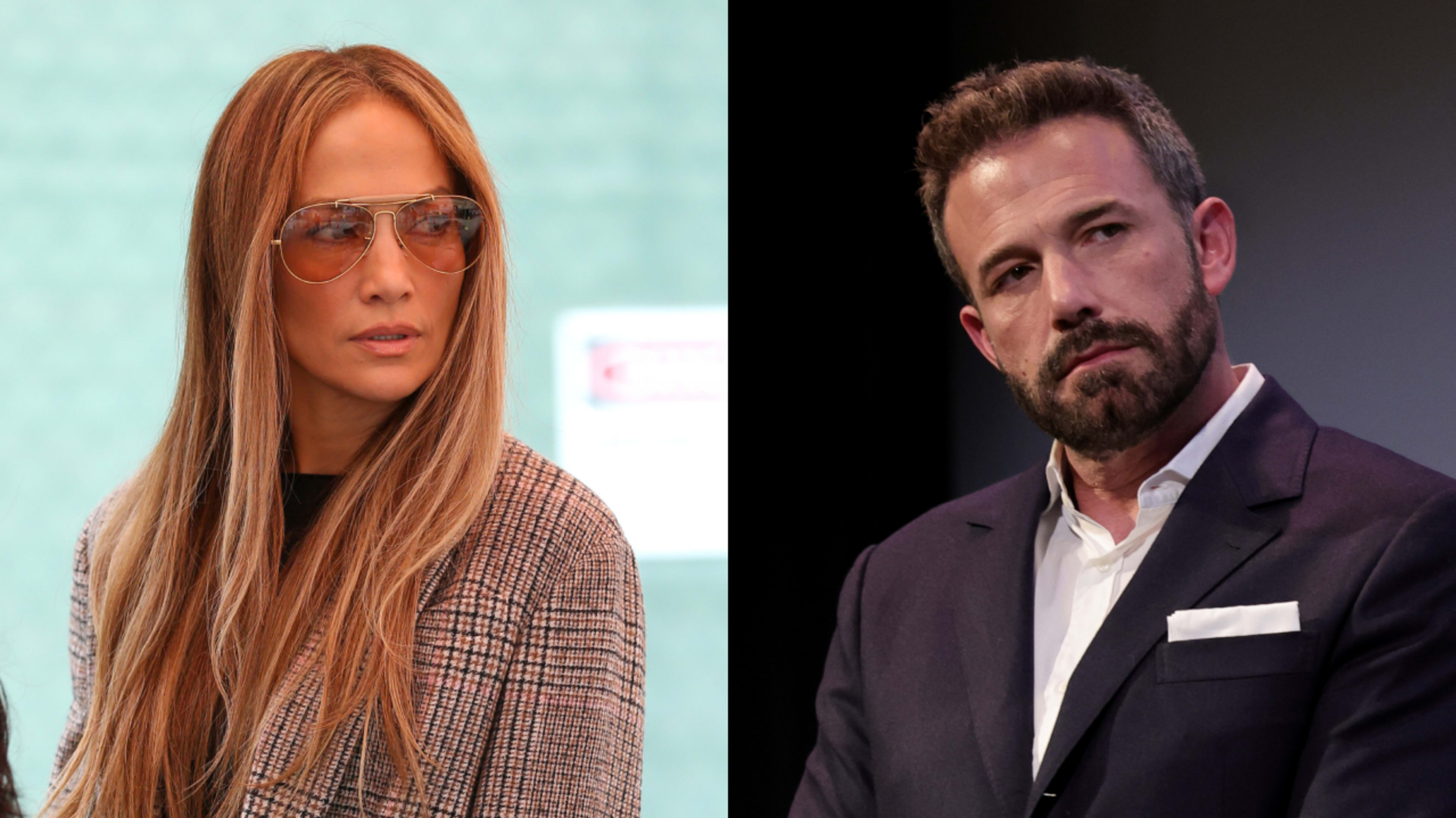 Left: Jennifer Lopez. Right: Ben Affleck