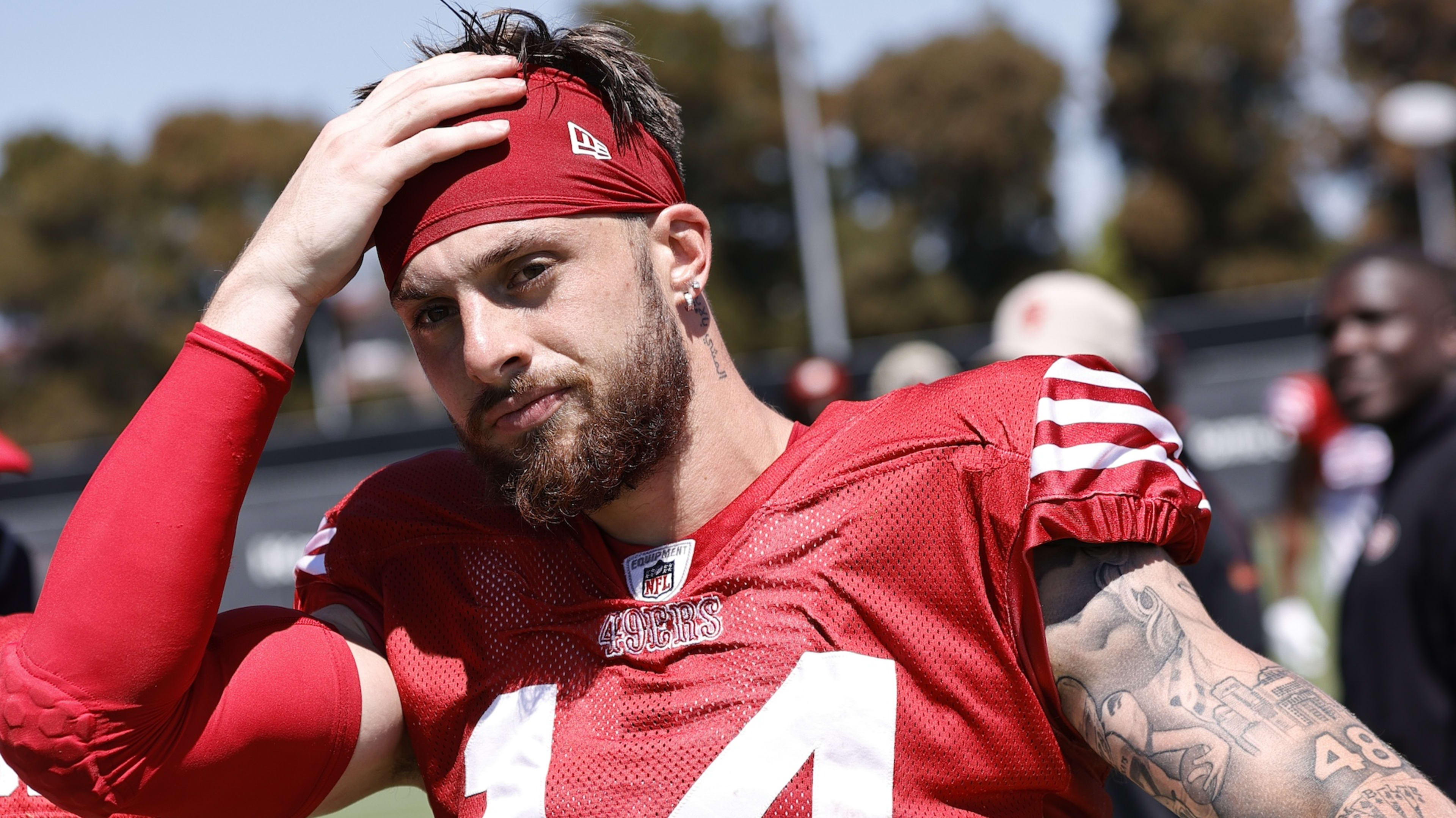 Ricky Pearsall #14 of the San Francisco 49ers during training camp at SAP Performance Facility on July 31, 2024 in Santa Clara, California