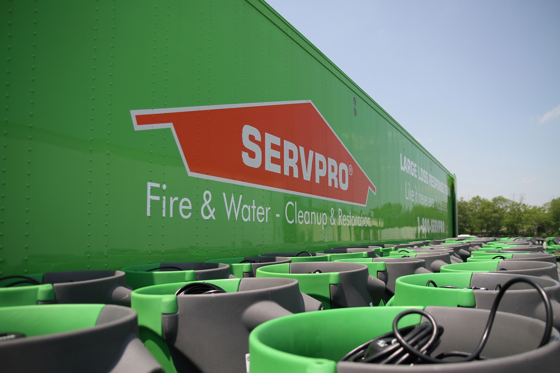 Side of trailer showing SERVPRO logo