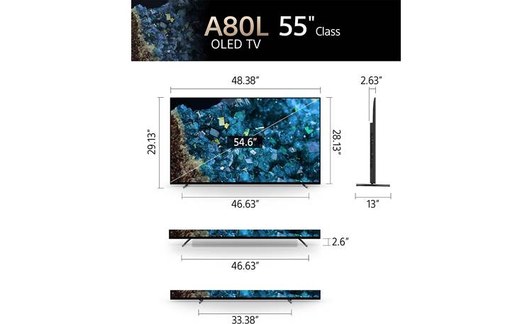 Sony BRAVIA XR55A80L Dimensions