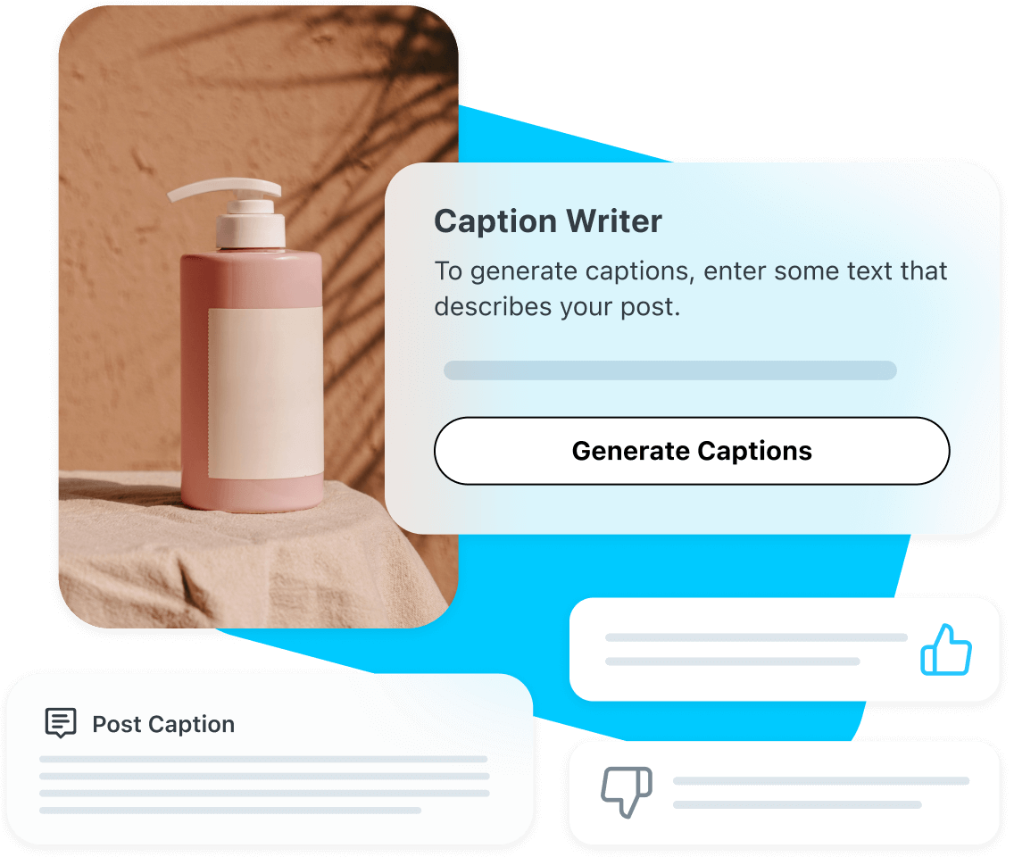 Small business uses Later Caption Writer to generate a post caption using the prompt Natural Face Oil