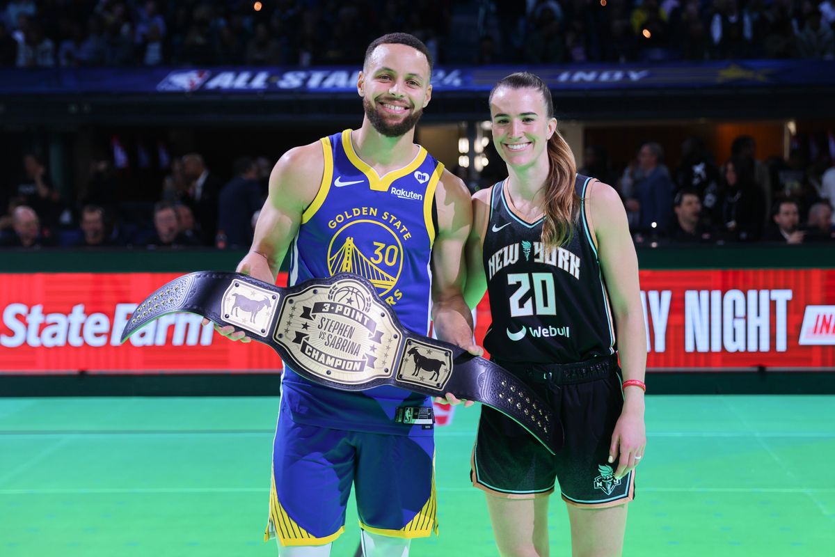 Steph bests Sabrina in their 3-point shootout