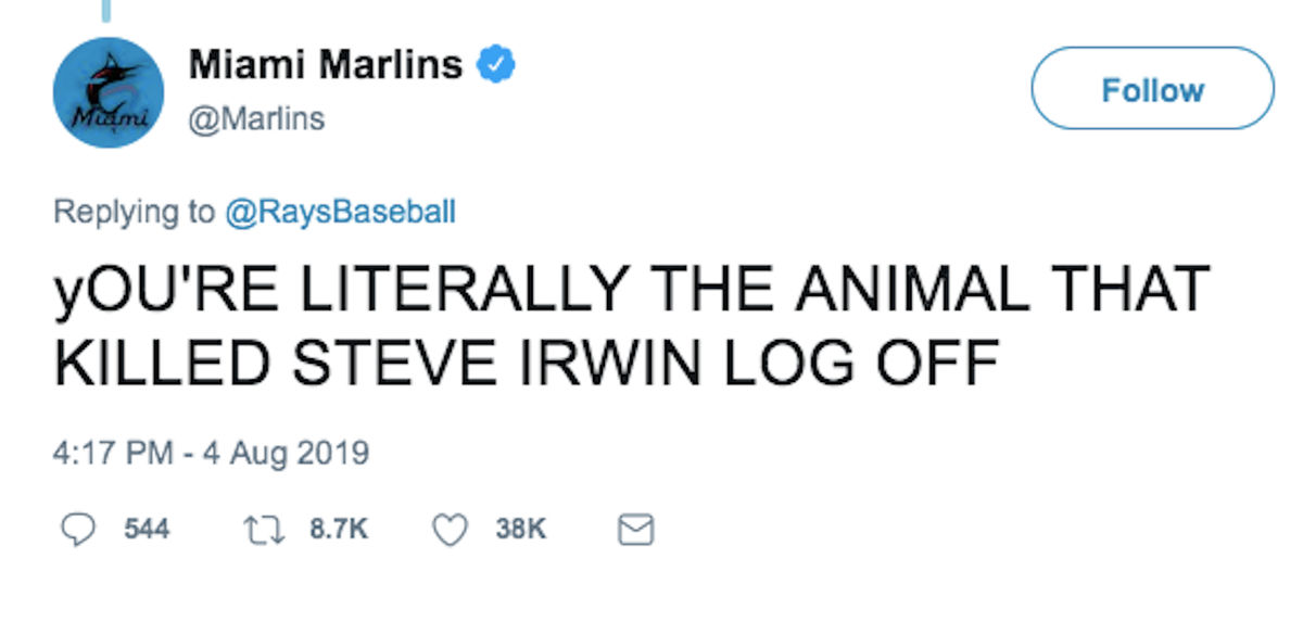 Miami Marlins Sorry For Blaming Tampa Bay Rays For Killing Steve Irwin