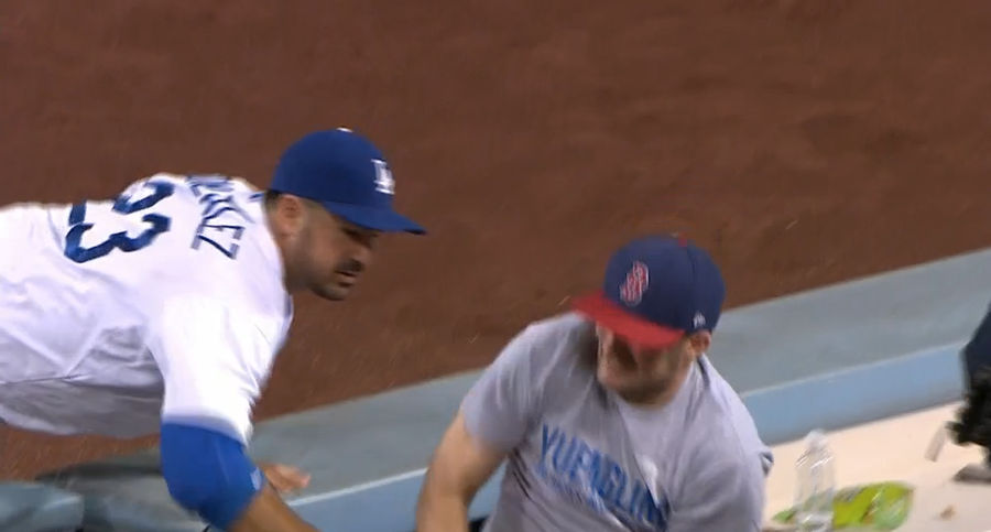 Jackass Fights With Adrian Gonzalez For Foul Ball