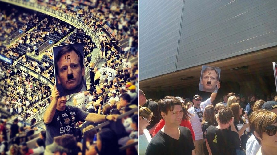 There Was At Least One Sign Depicting Roger Goodell As Hitler At The Superdome Yesterday