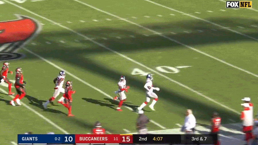 Giants Player Tackles Teammate Running For Touchdown