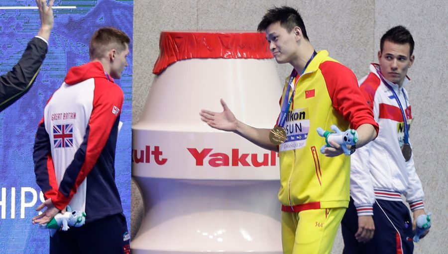 Controversial Chinese Swimming Champion Sun Yang Keeps Getting Protested