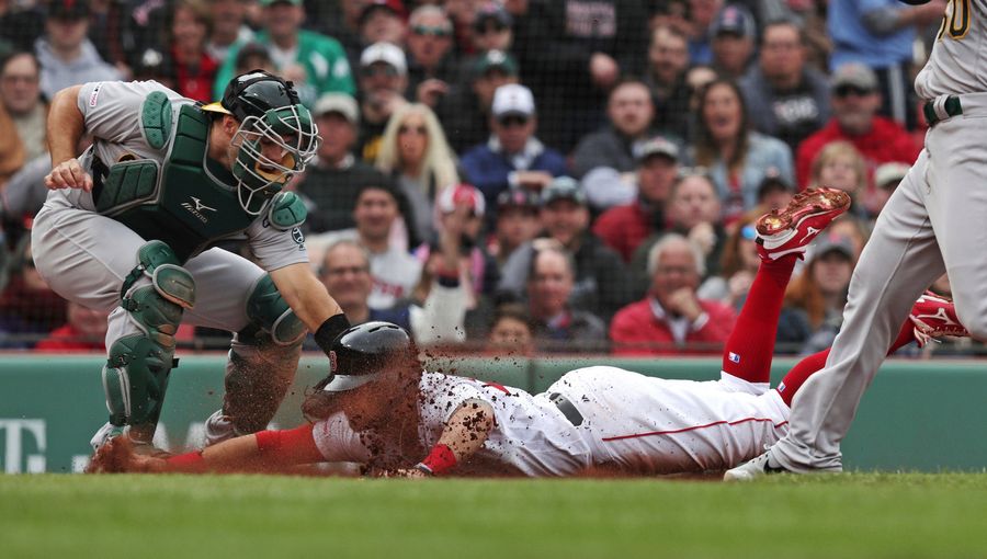 Lucky Bounce Puts Michael Chavis On Base; Unlucky Bounce Gets Him Out At The Plate