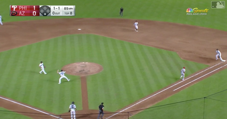 César Hernández Circles The Bases On A Bunt Thanks To Diamondbacks&#39; Errors 