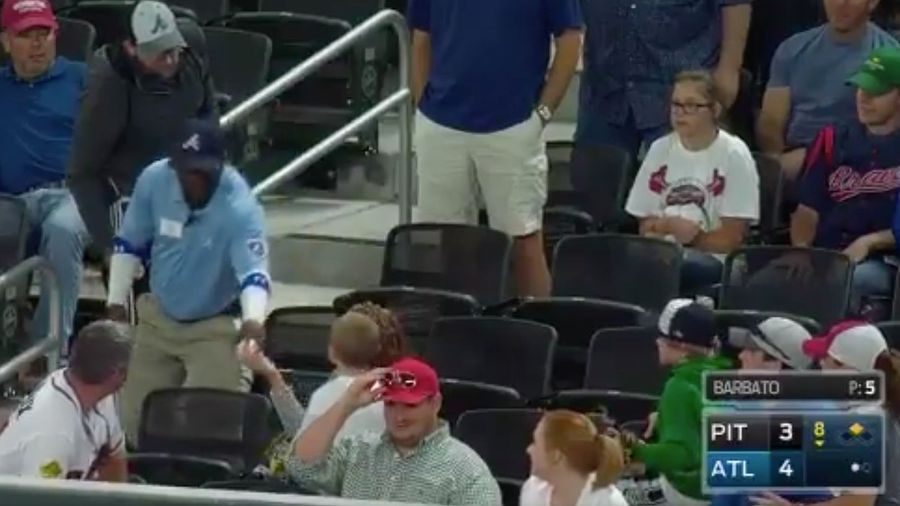 Braves Security Guard Snatches Ball From Child