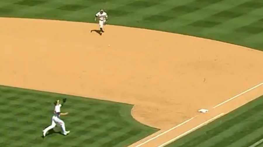 Sonny Gray Fields Liner Off First Base For The Easy Out