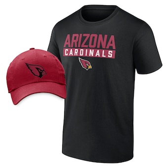 Men's Arizona Cardinals Fanatics Black/Cardinal T-Shirt & Adjustable Hat Combo Pack