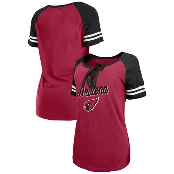 Women's Arizona Cardinals New Era  Cardinal/Black Lightweight Lace-Up Raglan T-Shirt