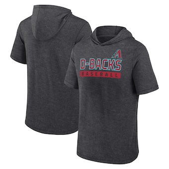 Men's Arizona Diamondbacks Fanatics Heather Charcoal Push Short Sleeve Pullover Hoodie