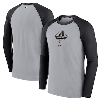 Men's Arizona Diamondbacks Nike Gray/Black Game Authentic Collection Performance Raglan Long Sleeve T-Shirt