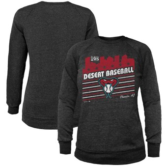 Women's Arizona Diamondbacks  Majestic Threads Black 2023 World Series Local Lines Tri-Blend Pullover Sweatshirt