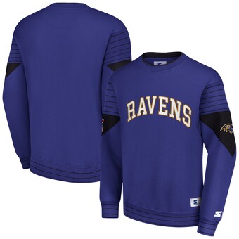 Men's Baltimore Ravens Starter Purple Face-Off Pullover Sweatshirt