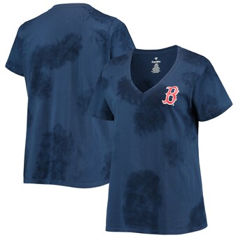 Women's Navy Boston Red Sox Plus Size Cloud V-Neck T-Shirt