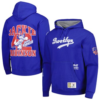 Men's Brooklyn Dodgers Jackie Robinson Mitchell & Ness Royal Cooperstown Collection Legends Fleece Pullover Hoodie