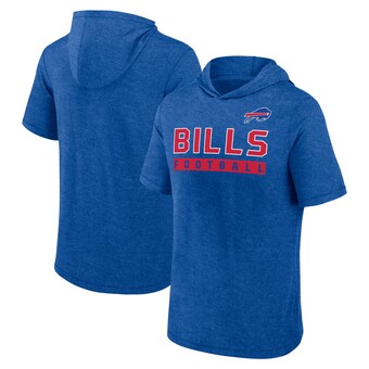 Men's Buffalo Bills Fanatics Heather Royal Push Short Sleeve Pullover Hoodie