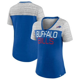 Women's Buffalo Bills Fanatics Royal/Heathered Gray Close Quarters V-Neck T-Shirt