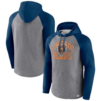 Men's Chicago Bears Fanatics Heather Gray Favorite Arch Raglan Pullover Hoodie