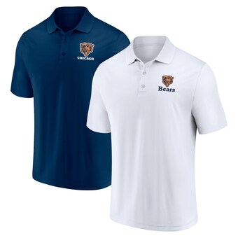 Men's Chicago Bears Fanatics White/Navy Throwback Two-Pack Polo Set