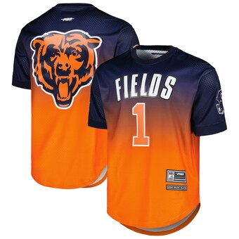 Men's Chicago Bears Justin Fields Pro Standard Navy Player Name & Number Ombre Mesh T-Shirt