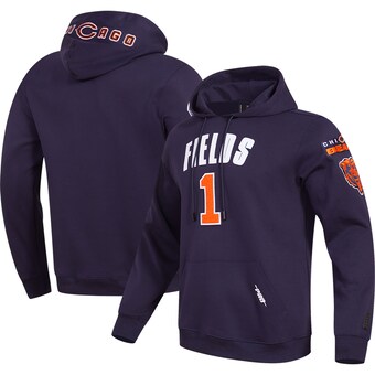 Men's Chicago Bears Justin Fields Pro Standard Navy Player Name & Number Pullover Hoodie