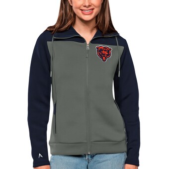 Women's Chicago Bears Antigua Navy/Steel Protect Full-Zip Jacket