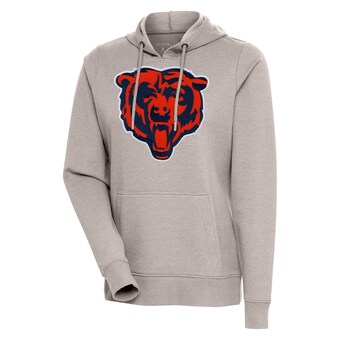 Women's Chicago Bears Antigua Oatmeal Mascot Action Pullover Hoodie