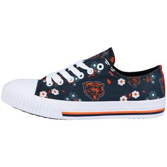 Women's Chicago Bears FOCO Navy Flower Canvas Allover Shoes
