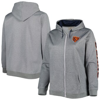 Women's Chicago Bears Heather Charcoal Plus Size Fleece Full-Zip Hoodie Jacket