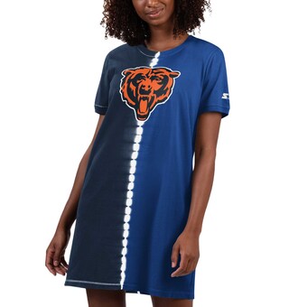 Women's Chicago Bears Starter Navy Ace Tie-Dye T-Shirt Dress