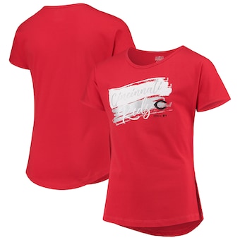 Girls Youth Cincinnati Reds Red Brush Stroke Dolman T-Shirt