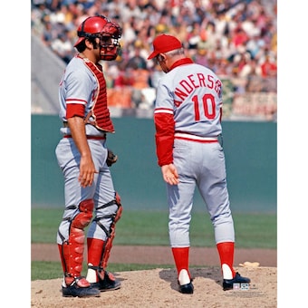 Unsigned Cincinnati Reds Johnny Bench & Sparky Anderson Fanatics Authentic Talk at the Mound Photograph