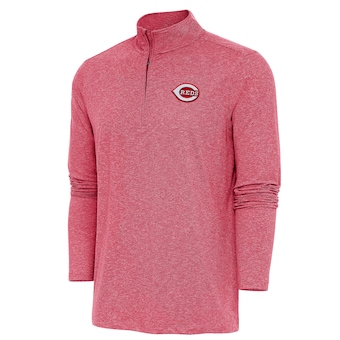 Men's Cincinnati Reds  Antigua Heather Red Hunk Quarter-Zip Pullover Top