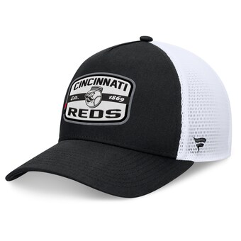 Men's Cincinnati Reds Fanatics Black Team Patch A-Frame Trucker Snapback Hat