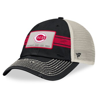 Men's Cincinnati Reds Fanatics Black/Natural  Heritage Stripe Trucker Adjustable Hat