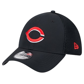 Men's Cincinnati Reds New Era Black Team Tone 39THIRTY Flex Hat