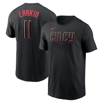 Men's Cincinnati Reds Barry Larkin Nike Black City Connect Name & Number T-Shirt