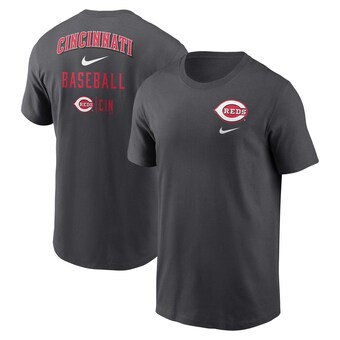 Men's Cincinnati Reds Nike Charcoal Logo Sketch Bar T-Shirt