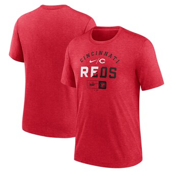 Men's Cincinnati Reds  Nike Heather Red Rewind Review Slash Tri-Blend T-Shirt