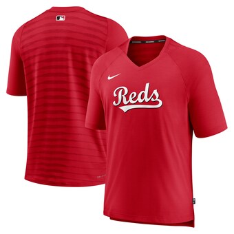 Men's Cincinnati Reds Nike Red Authentic Collection Pregame Raglan Performance V-Neck T-Shirt