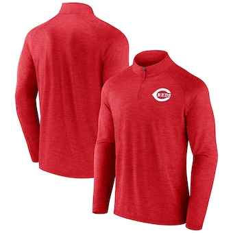 Men's Cincinnati Reds Profile Red Big & Tall Raglan Quarter-Zip Top